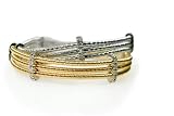 18K White Gold Multi-Strand, Hand-Woven Mesh Bracelet, Designed With Four Bar Shaped Stations, Enhanced With Pave Set Diamonds. ( GH-Color, SI-Clarity; c.t.tw.0.35 CT ).