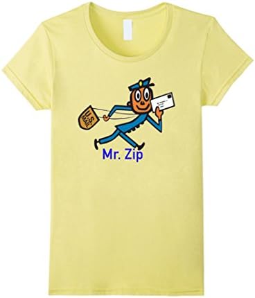 Women's Vintage Zip Code Man Mr. Zip Tee Shirt Large Lemon