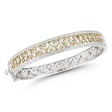 0.8cts Celtic Styled Two Toned Thick Bangle in 14K Gold