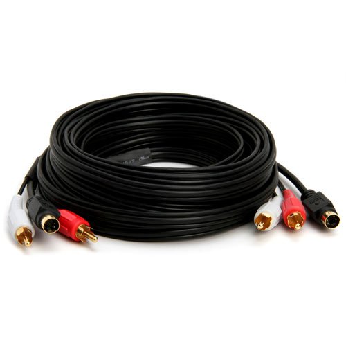 25 Ft S-Video and Dual Audio Coaxial Cable Set, Gold-Plated SVideo RCA
