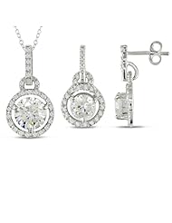 Sterling Silver Cubic Zirconia Earring and Pendant Set