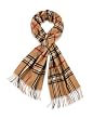VB Scarf, classic - made of virgin wool & cashmere - beige, red, black, white - checked - fringed