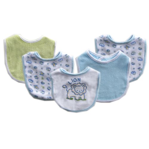 Apparel — Luvable Friends 5-Pack Safari Bibs Collection, Blue