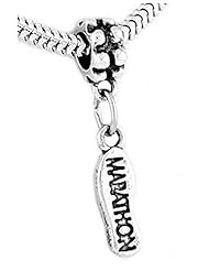 Sterling Silver One Sided Marathon Shoe Print Dangle Bead Charm