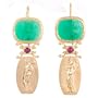 Tagliamonte - 14k Yellow Gold Green Venetian Glass Cameo with Ruby Earrings