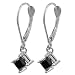 14k White Gold Princess Cut Black Diamond Dangle Earrings (1 cttw)