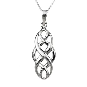 Silver Ladies' Celtic knot pendant + 46cm Curb Chain