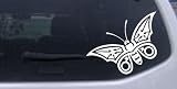 White 3in X 3.4in -- Tribal Butterfly Butterflies Car Window Wall Laptop Decal Sticker