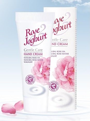 Natural Rose Yoghurt Hand Cream 2.5 Oz/ 75 ml ★ Nourishes, Hydrates, Smoothes and Regenerates Skin ★ Natural Rose Oil, Natural Rose Water, Yoghurt, Argan Oil, Squalene and Lactil