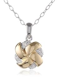Bronze and Simulated Diamond Woven Knot Pendant Necklace, 18"