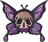 Purple Skull Butterfly - Cute Punk / Goth - Embroidered Iron On or Sew On Patch