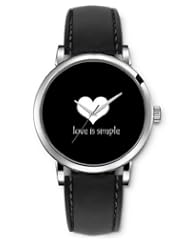 SPRAWL Aanalog Fashion Series Silver Ladies Watches of Genuine Black Leather Strap,Unique Wrist Watch for Women Girls Designed with Love is simple