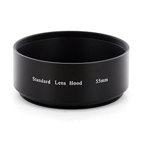 Zykkor 55mm Standard Metal Lens Hood with Filter Thread Mount