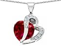 10.30 cttw 925 Sterling Silver 14K White Gold Plated Lab Created Heart Shape Ruby Pendant