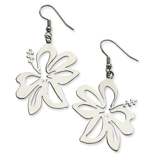 Stainless Steel Hibiscus Flower Wire Earrings