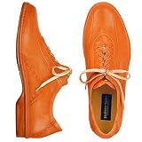 Pakerson Orange Italian Hand Made Calf Leather Lace-up Shoes