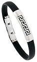 8" Surgical Steel & Rubber Greek Key Bracelet almost 3/8" (9 mm) wide.