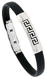 8 Surgical Steel & Rubber Greek Key Bracelet almost 3/8 (9 mm) wide.