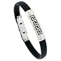 8" Surgical Steel & Rubber Greek Key Bracelet almost 3/8" (9 mm) wide.