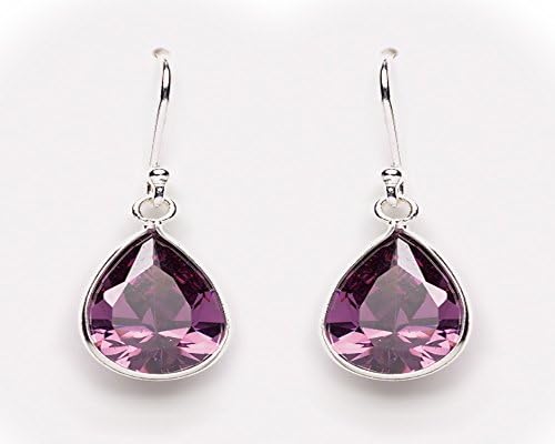 Tomas Jewelry Sterling Silver Dark Purple Glass Teardrop Hook Earrings