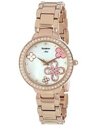 Armitron Womens 75/5186MPRG Swarovski Crystal Accented Flower Design Rose Gold-Tone Bracelet Watch