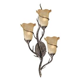 Monterey - 3 Light Rustic Wall Sconce Lighting Fixture - Autumn Patina Bronze - Umber Mist... by Vaxcel Lighting