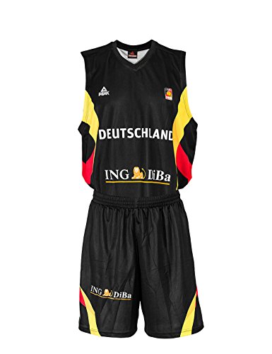 PEAK Sport Europe Herren Basketball Trikotset Deutschland, Schwarz, XS, G-DBB141-M