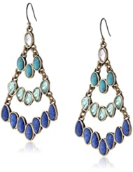 Lucky Brand "Winter Glimmer" Gold and Turquoise Multi-Chandelier Drop Earrings