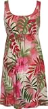 Empire Tie Front Short Tank - Watercolor Tropics Empire Waist Scoop Square Neck Knee Length Hawaiian Aloha Pull-Over Dress - Regular and Plus Size