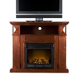 SEI Graham Media Console with Electric Fireplace, Cherry