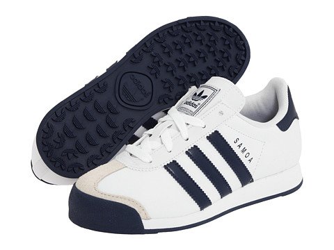 adidas Originals Samoa Sneaker (Little Kid/Big Kid),White/New Navy/White,2 M US Little Kid