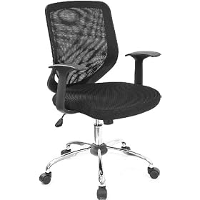 Black Mesh Office Chair With Mesh Back And Mesh Fabric Seat [LF-W95-MESH-BK-GG]