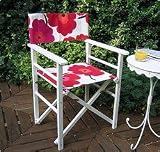 flower print folding directors chair - H 85cm, W 53cm, D 51cm.