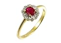 9ct Yellow Gold Diamond and Ruby Cluster Ladies Ring
