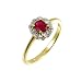 9ct Yellow Gold Diamond and Ruby Cluster Ladies Ring Size U