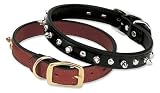 Weaver Spikes Collar, Chestnut, Double Ply 2 X 23 Spikes Leather Dog Collar Chestnut Double-Ply 2 X 23