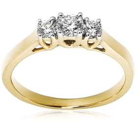 14k White or Yellow Gold 3-Stone Diamond Ring (1/2 cttw, H Color, SI2 Clarity)