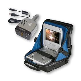 Portable / Case Logic In-Car DVD Player Case BUNDLE with Car Power Adapter / Accessory Power DC-to-AC Mobile Inverter with USB port for all USB compatible devices for COBY TF-DVD 1023 / TF-DVD 7101 / TF-DVD 7333 and More Portable DVD Players