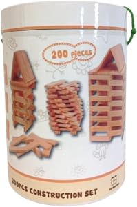 Gueydon Jouets - 800474 - Jeu de Construction - Baril Construction - 200 planchettes en bois