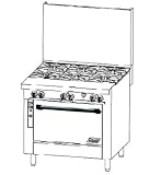 Lang Manufacturing LGR36ABBBSU 36inch Gas Range W/Six Step Up Burners 1 EA