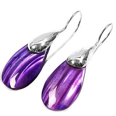 Childrens Toyshop  Jewelry : Sterling Silver Purple Mother of Pearl Earrings - Size: 31mm