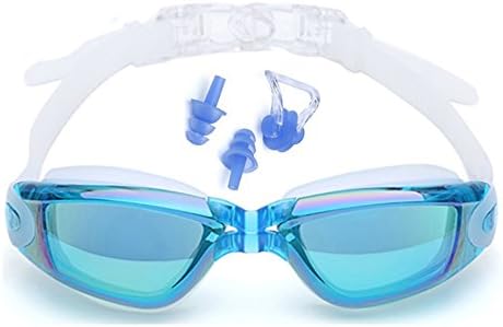 Swim Goggles for Adults Men Women Youth Clear Vision Anti Fog UV Protection Swimming Goggles with Nose Clip and Ear Plugs Free Protection Case, Blue