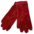 Fownes Womens Red Suede Leather Gloves with Red Trim