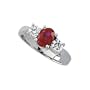 Platinum 1/2 ct. Diamond with 7 x 5 MM Oval Shaped Ruby Ring