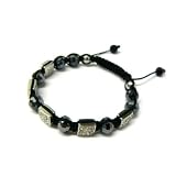 shamballa シャンバラ　真新しい！スクエアシルバークリスタルフォークスストーンブレスレットMHB88R