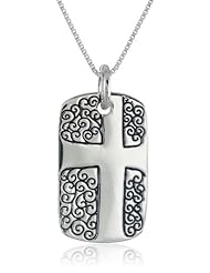 Sterling Silver "Be The Change" Reversible Pendant Necklace with Cross, 18"
