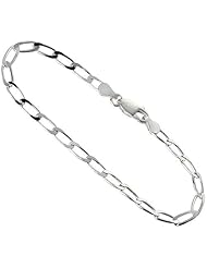 Sterling Silver Italian Long Curb Chain Necklaces & Bracelets 3.8mm Nickel Free, Sizes 7 - 30 inch