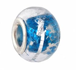 Pandora Style Charm Bead (Z233) Murano Style Lampwork Glass (14mm x 10mm) (fits Troll too)