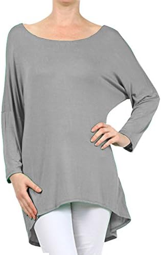 Women's Rayon Span High Low Tunic,Medium,Silver
