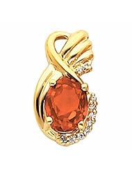 18K Yellow Gold Oval Cut Fire Opal Pendant -- LIFETIME WARRANTY